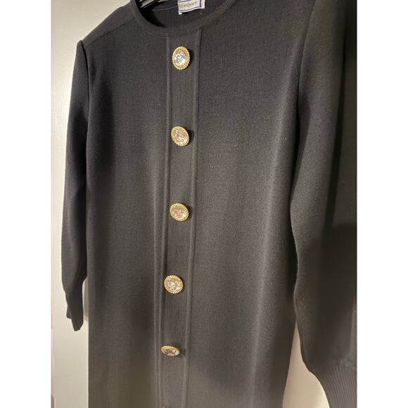 Auth. Vintage 80s Yves Saint Laurent Black Wool Sweater Midi Dress Size M - Picture 5 of 14